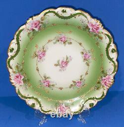 Antique Coronet Limoges Cabinet Plate Roses Transfers Hand Painted Gold France