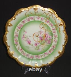 Antique Coronet Limoges Cabinet Plate Roses Transfers Hand Painted Gold France