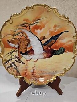 Antique Coronet Limoges Flambeau Duval Hand Painted Porcelain Wall Charger Plate