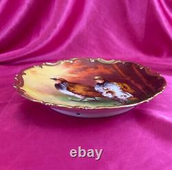 Antique Coronet Limoges Hand Painted Bird Plate Wild Pheasants Charger Signed