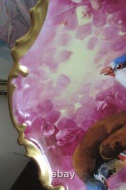 Antique Coronet Limoges Hand Painted Charger Plate Bird Signed A. Marty 13