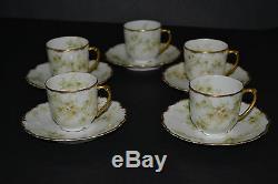 Antique Elite Limoges Bawo & Dotter Hand Painted Set Of 5 Demitasse Cups With Sa