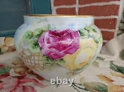 Antique Elite Limoges France Hand Painted Floral Roses Porcelain Jardiniere 11