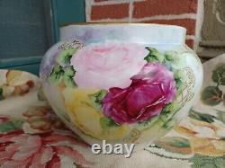 Antique Elite Limoges France Hand Painted Floral Roses Porcelain Jardiniere 11