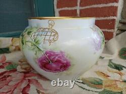 Antique Elite Limoges France Hand Painted Floral Roses Porcelain Jardiniere 11