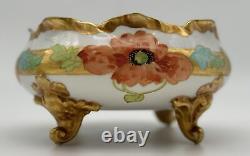 Antique Elite Works Limoges Footed Bowl Hand Painted by Artist Suz