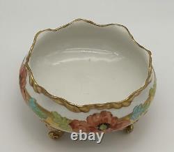 Antique Elite Works Limoges Footed Bowl Hand Painted by Artist Suz