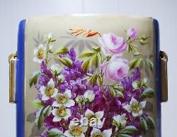 Antique France LIMOGES Hand Painted Floral Porcelain Footer Vase Planter Jardini