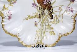 Antique France Limoges A L Depose Hand Painted Gilt Birds Motif Porcelain Plate