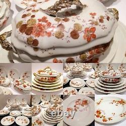 Antique French Dinner Set/Service Apricot/Gold Hand painted G C & C Limoge