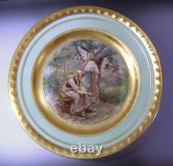 Antique French Hand Painted Fine Porcelain Peasant Women Cabinet Plate