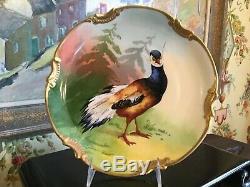 Antique French Hand Painted Game Bird Limoges Coronet Porcelain Plate Signed