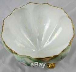 Antique French Hand Painted Limoges Porcelain Pink Rose Center Bowl 9 x 5.5