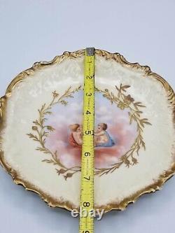 Antique French Hand Painted Ls&s Limoges Angel Gilt Plate 8.25