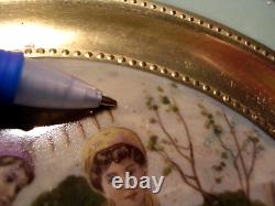 Antique French Hand Painted Porcelain Landscape Women Sheep Cabinet Plate