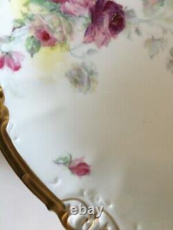 Antique French Limoges Charger with Hand Painted Roses