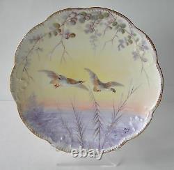 Antique French Limoges Hand Painted Bird Wildlife Plate 9 1/2