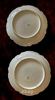 Antique French Limoges Hand Painted Pair Of Porcelain Decorative Plates Chargers