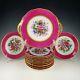 Antique French Limoges Porcelain Dessert Plates Tray Set Hand Painted Pink Gold