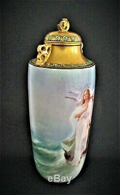 Antique French Limoges Vase Large Art Nouveau William Guerin Hand Painted Signed