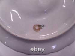 Antique French Oyster Turkey Plate Platter Limoges Pink Background Hand painted