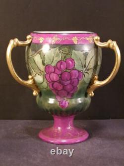 Antique French Porcelain HAND PAINTED Loving Cup Limoges Belleek Trophy Vase 3 H