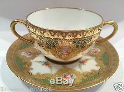 Antique French Sevres Limoges Hand Painted Porcelain Cup & Saucer
