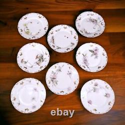 Antique GDA Limoges France Hand Painted Bread Plates Set Of 8 Botanical Floral