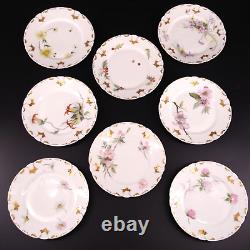 Antique GDA Limoges France Hand Painted Bread Plates Set Of 8 Botanical Floral