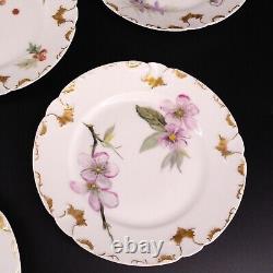 Antique GDA Limoges France Hand Painted Bread Plates Set Of 8 Botanical Floral