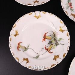 Antique GDA Limoges France Hand Painted Bread Plates Set Of 8 Botanical Floral