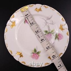 Antique GDA Limoges France Hand Painted Bread Plates Set Of 8 Botanical Floral