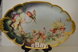 Antique Gda France Hand Painted Platter With Four Plates