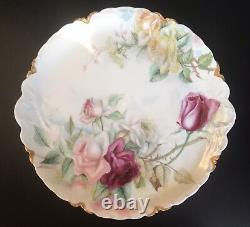 Antique H&C Limoges France Hand Painted Roses Charger 14D