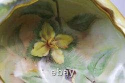 Antique Hand Painted A. B. W. Signed Floral Gold Gilt Floral Porcelain Footed Bowl