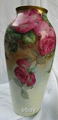 Antique Hand Painted Cabbage Roses PL LIMOGES France Signed Tappenbeck 13.5