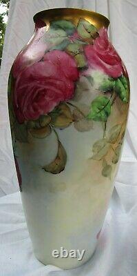 Antique Hand Painted Cabbage Roses PL LIMOGES France Signed Tappenbeck 13.5
