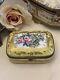 Antique Hand Painted Floral Limoges Lidded Box Yellow Exquisite