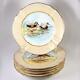 Antique Hand Painted French M. Redon Limoges 6pc 8.75 Game Bird Plate Set, Gold