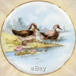 Antique Hand Painted French M. Redon LIMOGES 6pc 8.75 Game Bird Plate Set, Gold