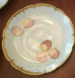 Antique Hand Painted Haviland Limoges Scalloped Shellfish Plates Set of 8