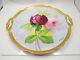 Antique Hand Painted Limoges Coronet Red & Pink Roses Charger Or Cake Plate