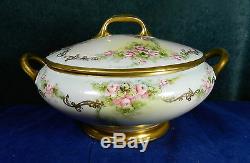Antique Hand Painted Limoges France Soup Tureen In Excellent Condition