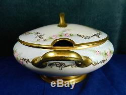 Antique Hand Painted Limoges France Soup Tureen In Excellent Condition