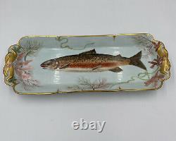 Antique Hand Painted Limoges Haviland Fish Platter Plate Gilt Porcelain