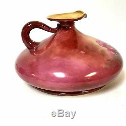 Antique Hand Painted Limoges Porcelain Ewer Pitcher Red Pink Roses