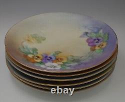Antique Hand Painted M Belcher Set Of 6 Plates Lilac Roses Limoges Blanks