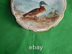 Antique Hand Painted Ncm Signed Wood Duck Limoges France 1898 Plate, Porcelain