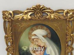 Antique Hand Painted P&P Limoges Madonna & Child Framed Porcelain Plaque 1903
