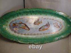 Antique Hand Painted Porcelain Limoges Seafood Fish Platter 23 1/4